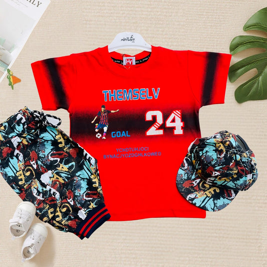 Messi Shirt and Shorts Set with Cap - HH16