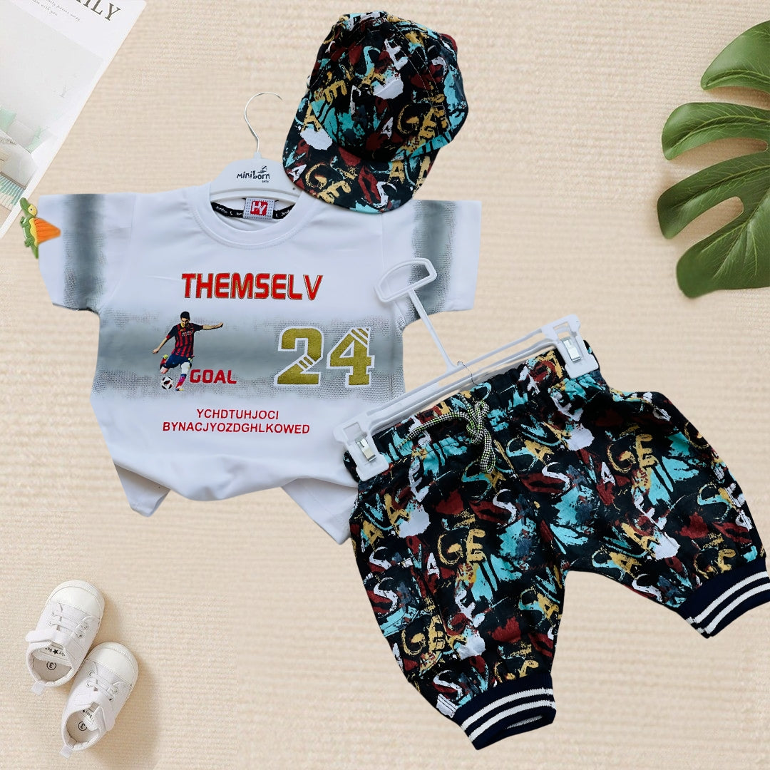 Messi Shirt and Shorts Set with Cap - HH16