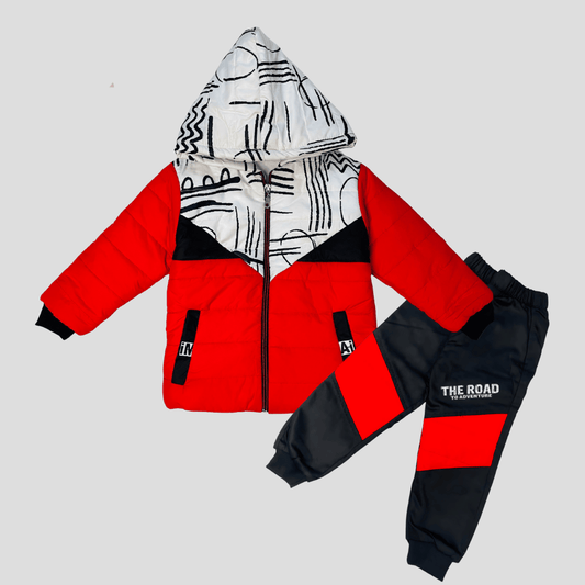 Kids 2-Piece Warm Hooded Puffer Jacket with Pants – MA14