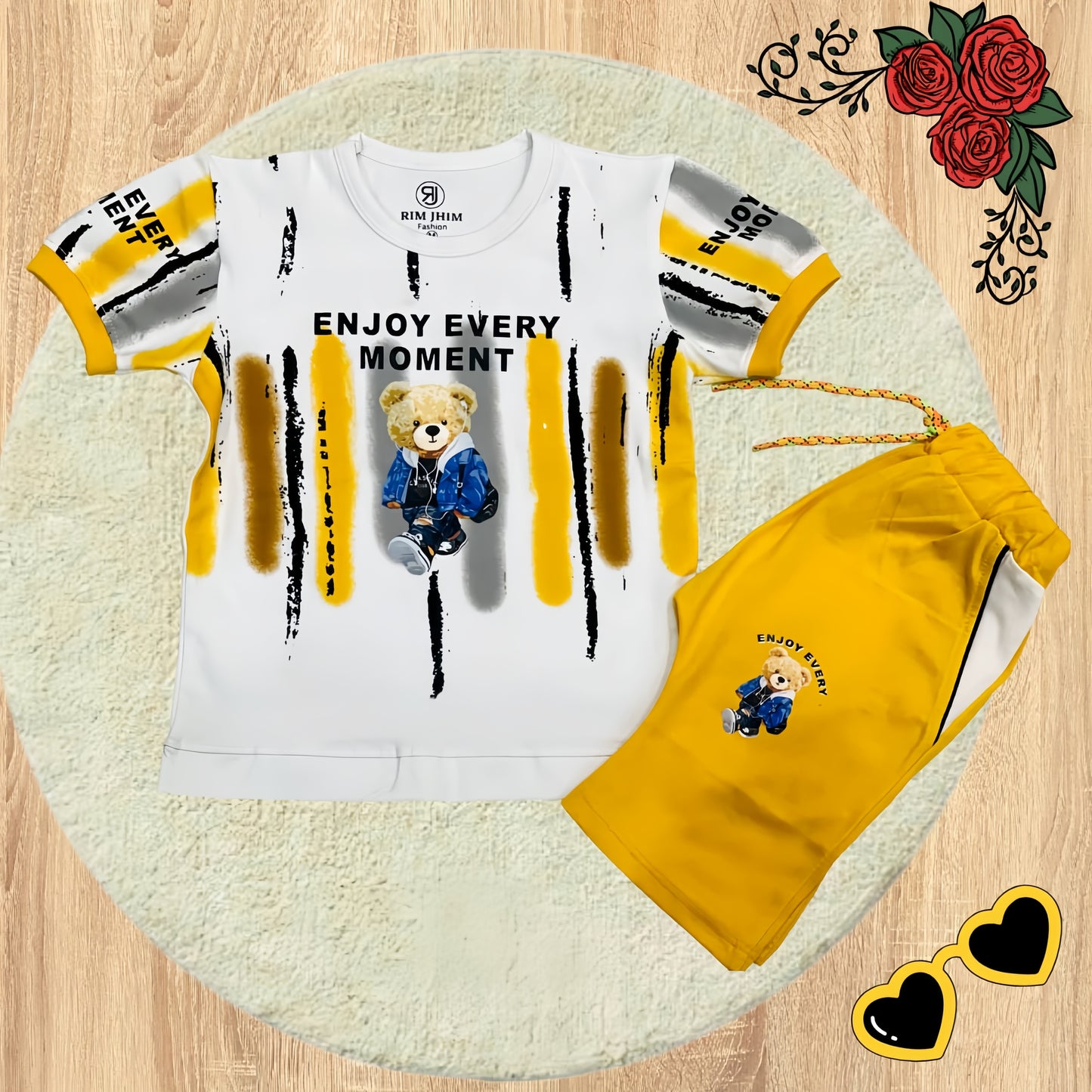 Bear Printed Kid's T - Shirt and Shorts Set - HH8