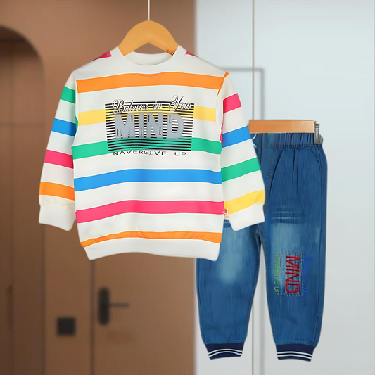 🌈 Rainbow Creative Mind Sweatshirt & Jeans Set - MA12