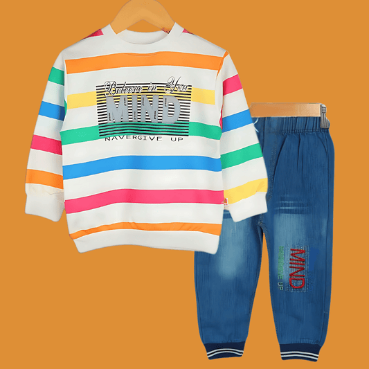 🌈 Rainbow Creative Mind Sweatshirt & Jeans Set - MA12