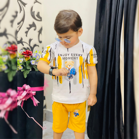 Bear Printed Kid's T - Shirt and Shorts Set - HH8