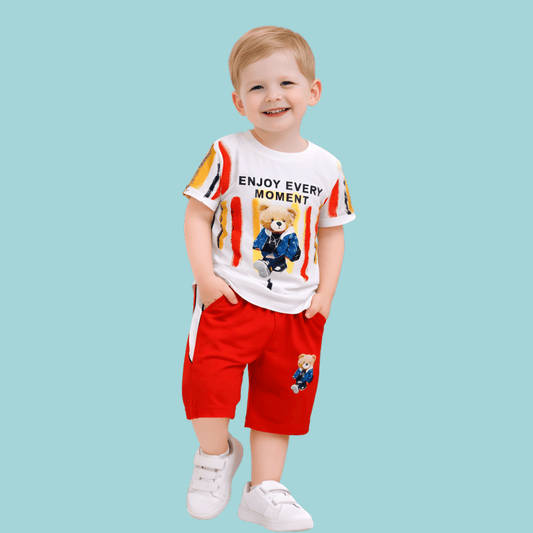 Bear Printed Kid's T - Shirt and Shorts Set - HH8