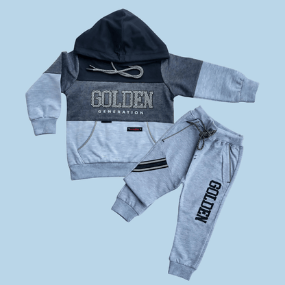 Stylish Golden Print Hoodie & Matching Joggers Track Suit for Boys - MA8