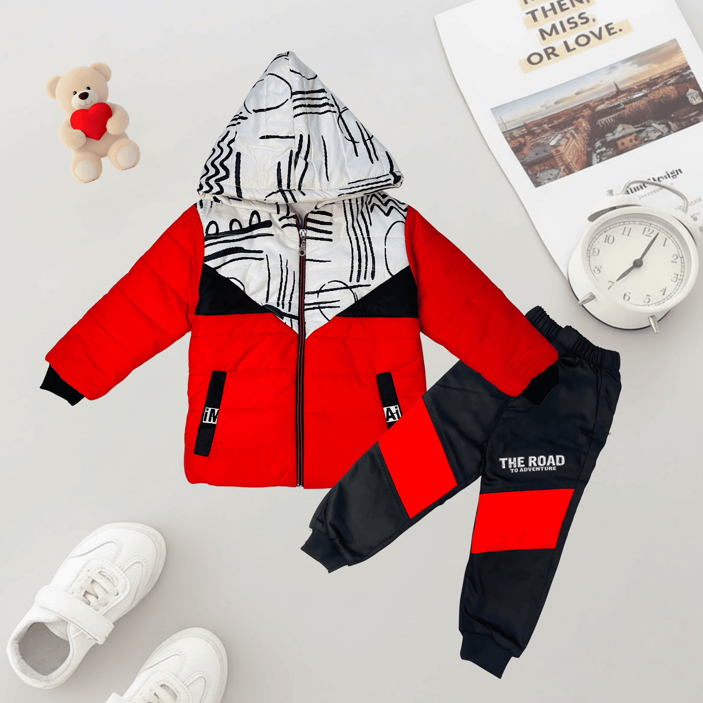 Kids 2-Piece Warm Hooded Puffer Jacket with Pants – MA14