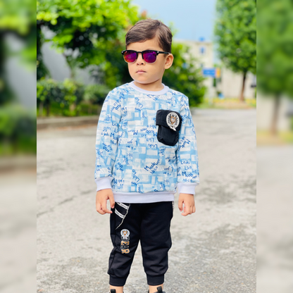 Stylish Bear Pocket Sweatshirt with Comfortable Jogger Pants - MA6