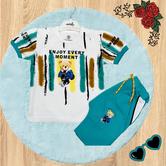 Bear Printed Kid's T - Shirt and Shorts Set - HH8