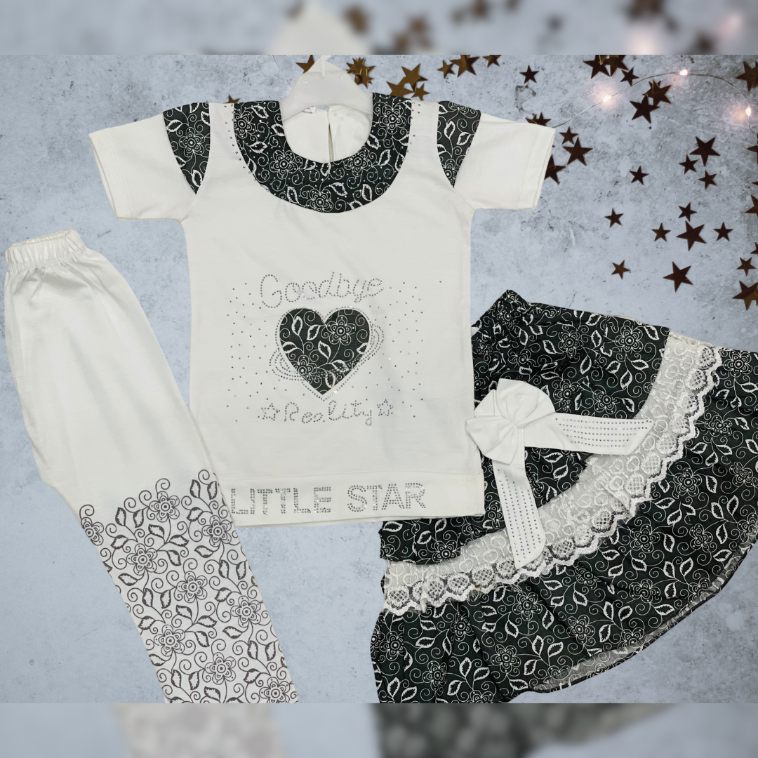 Queen 3 Pcs Fashionable Skirt - Shirt & Trouser - HH9