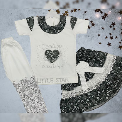 Queen 3 Pcs Fashionable Skirt - Shirt & Trouser - HH9