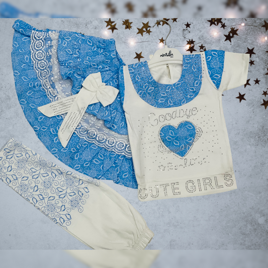 Queen 3 Pcs Fashionable Skirt - Shirt & Trouser - HH9