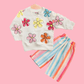 Cute & Comfy Flower Print Sweatshirt + Rainbow Striped Trousers Combo - MA11