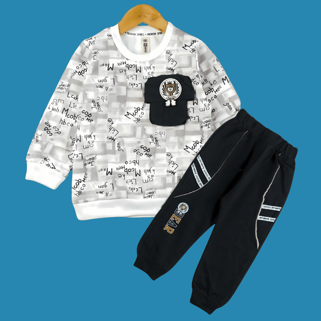 Stylish Bear Pocket Sweatshirt with Comfortable Jogger Pants - MA6