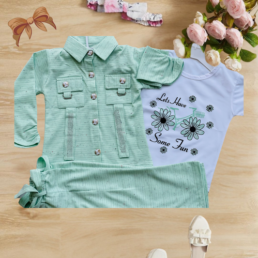 3 Piece Western Full Sleeves Set Shirt + Trousers + Jacket - MA2